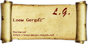 Loew Gergő névjegykártya